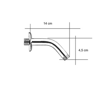 Braccio di sostegno per doccia con inclinazione di 45°, lungo 15 cm