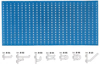 Pannello portautensili con ganci  cm. 100x50 - blu - 