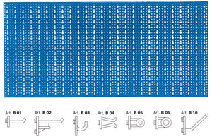 Pannello portautensili con ganci  cm. 100x50 - blu - 