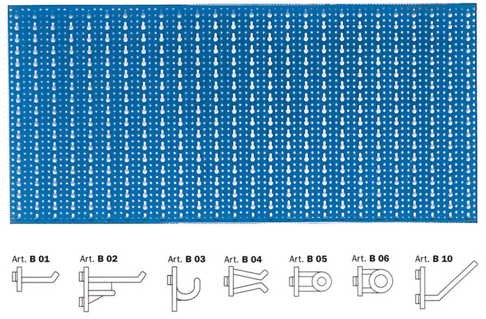 Pannello portautensili con ganci  cm. 100x50 - blu - 