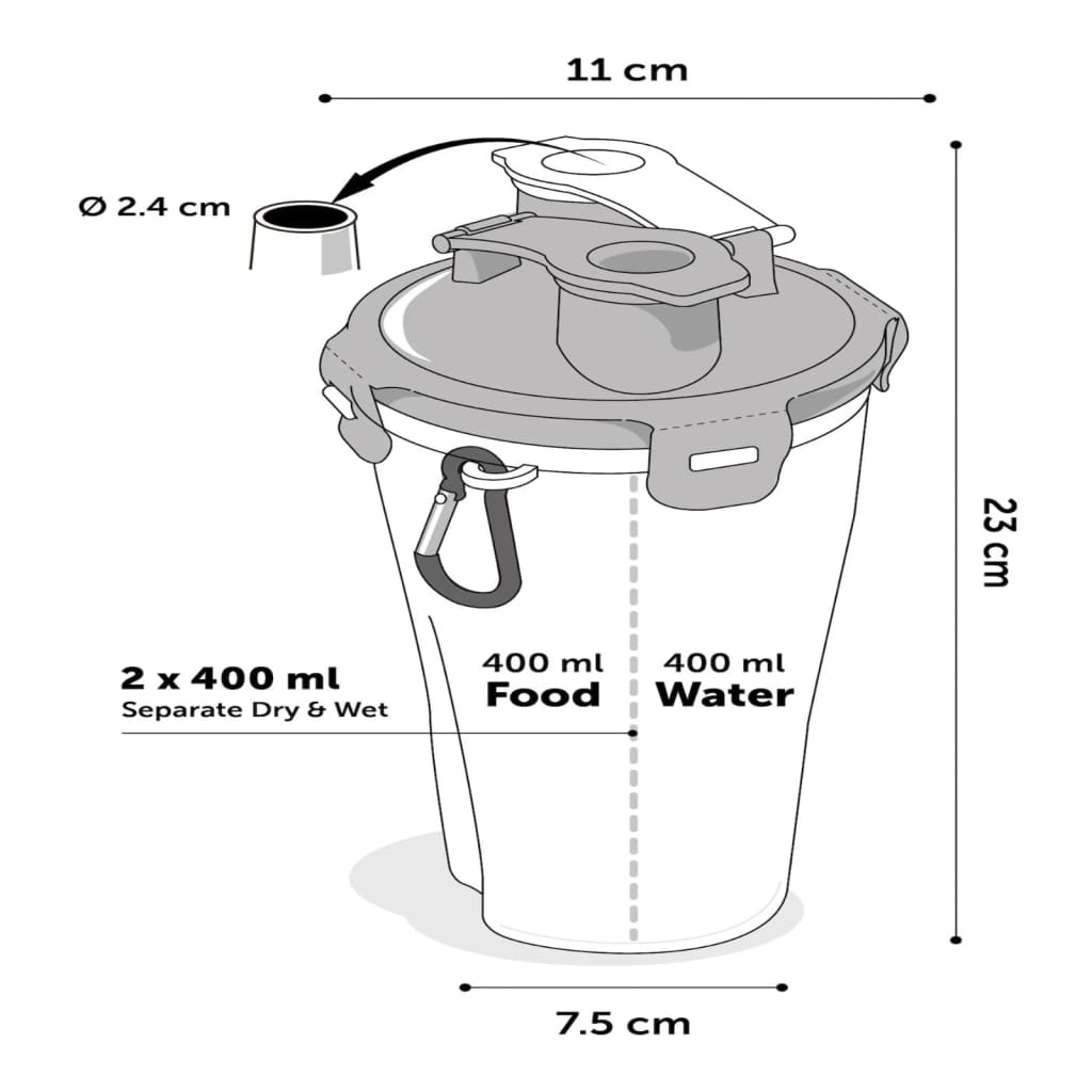 FLAMINGO Tazza da Viaggio Animali Acqua/Cibo  2-in-1 Trinka Blu Grigio 436496