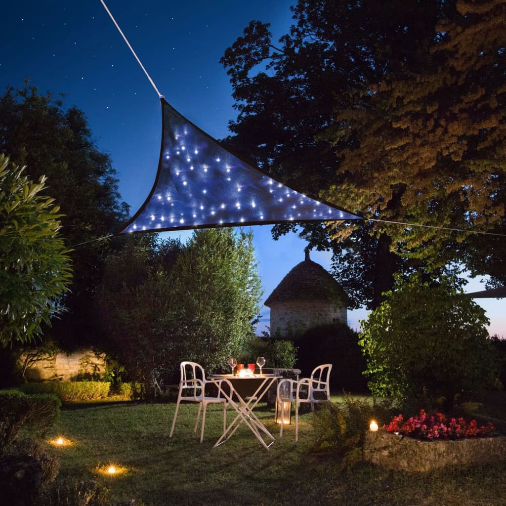 Perel Vela Parasole con LED Cielo Stellato Triangolare 3,6m Blu Scuro 443069