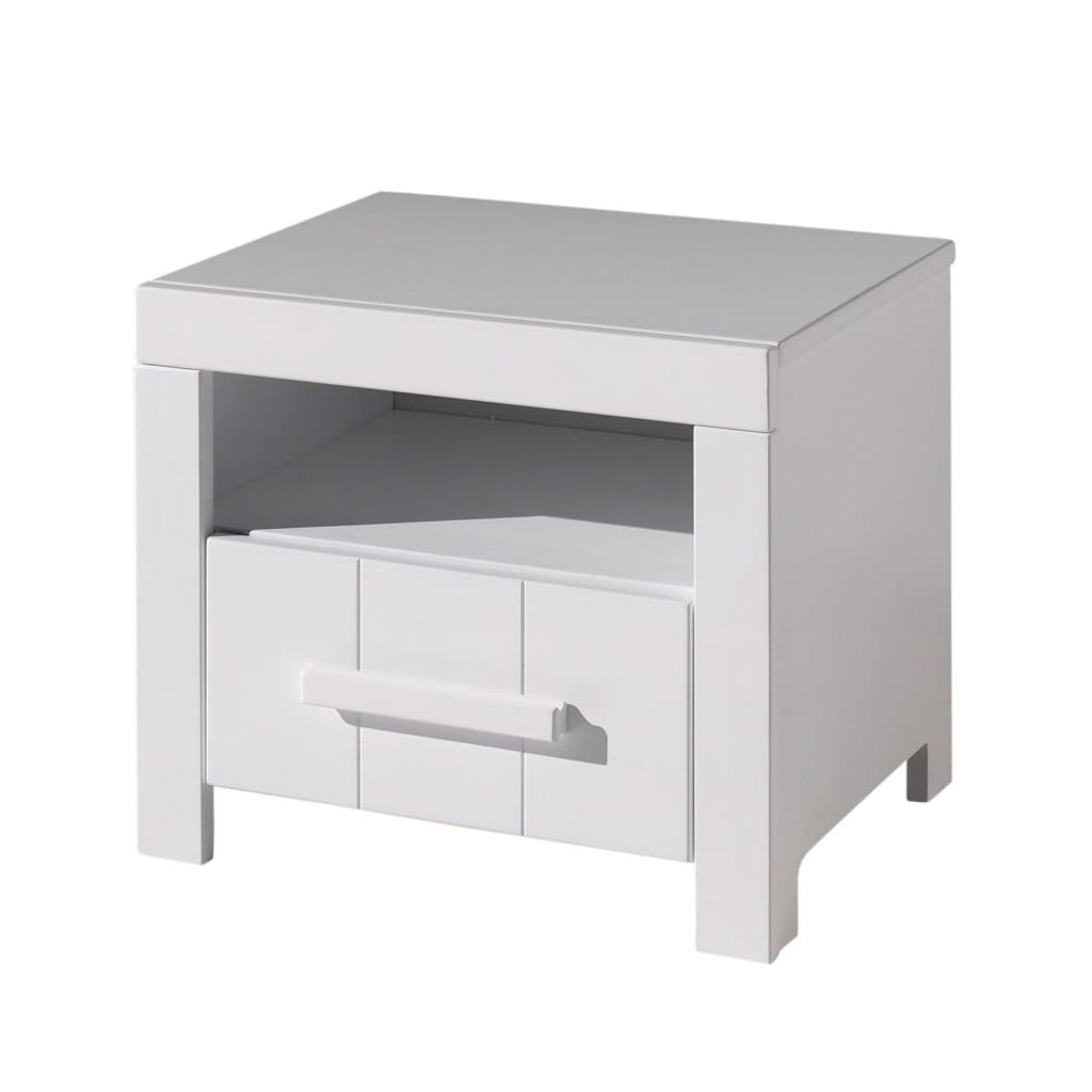 Vipack Comodino Erik con Cassetto in Legno Bianco 442705