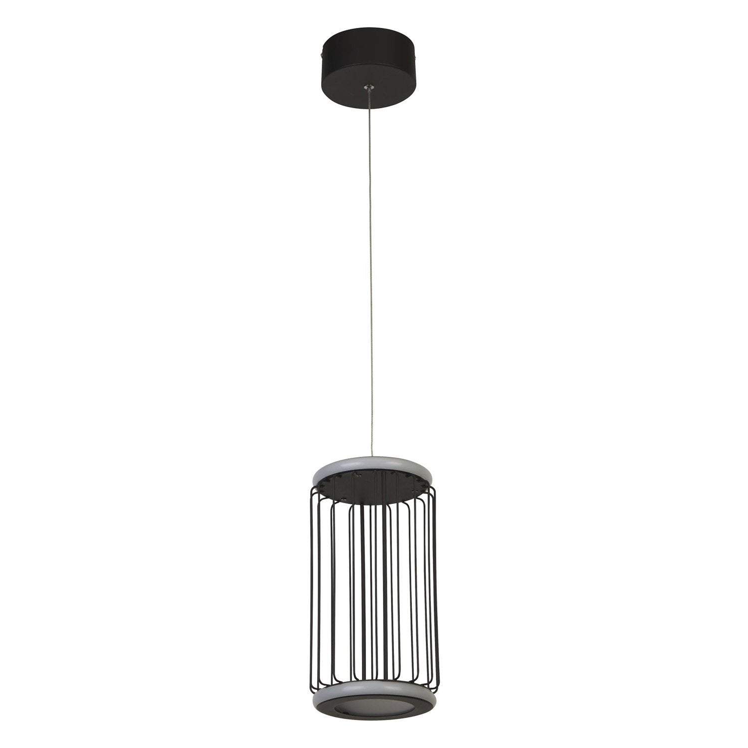 Lampadario Contemporaneo Circolo Alluminio Bianco Silicone Nero Led 13W 3000K