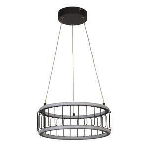 Lampadario Contemporaneo Circolo Alluminio Bianco Silicone Nero Led 40W 3000K