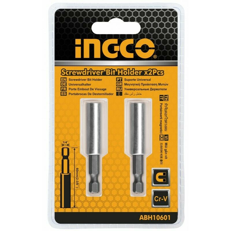 Set porta bit inserto 2 pz 60 mm magnetico - Ingco ABH10601