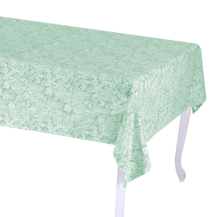 Tovaglia Rettangolare 140x240 cm in Cotone 180 GSM Flora Jaquard Verde Salvia