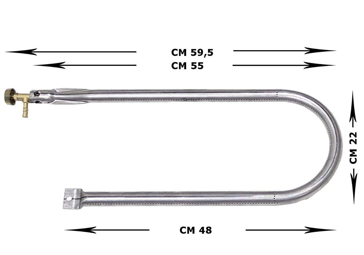 Bruciatore a Gas Gpl a U cm 55 per barbecue, forni, pietra ollare/lavica, piastra ghisa