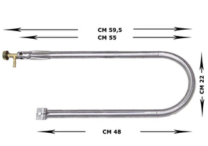 Bruciatore a Gas METANO a U cm 48 per barbecue, forni, pietra ollare/lavica, piastra ghisa