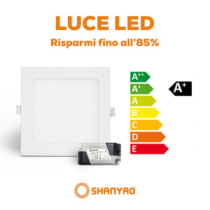 Pannello led incasso Quadrato, 12W Equivalenti 24W, 1020 lumen Luce Bianca Calda 3000K Dimensione 120x120mm