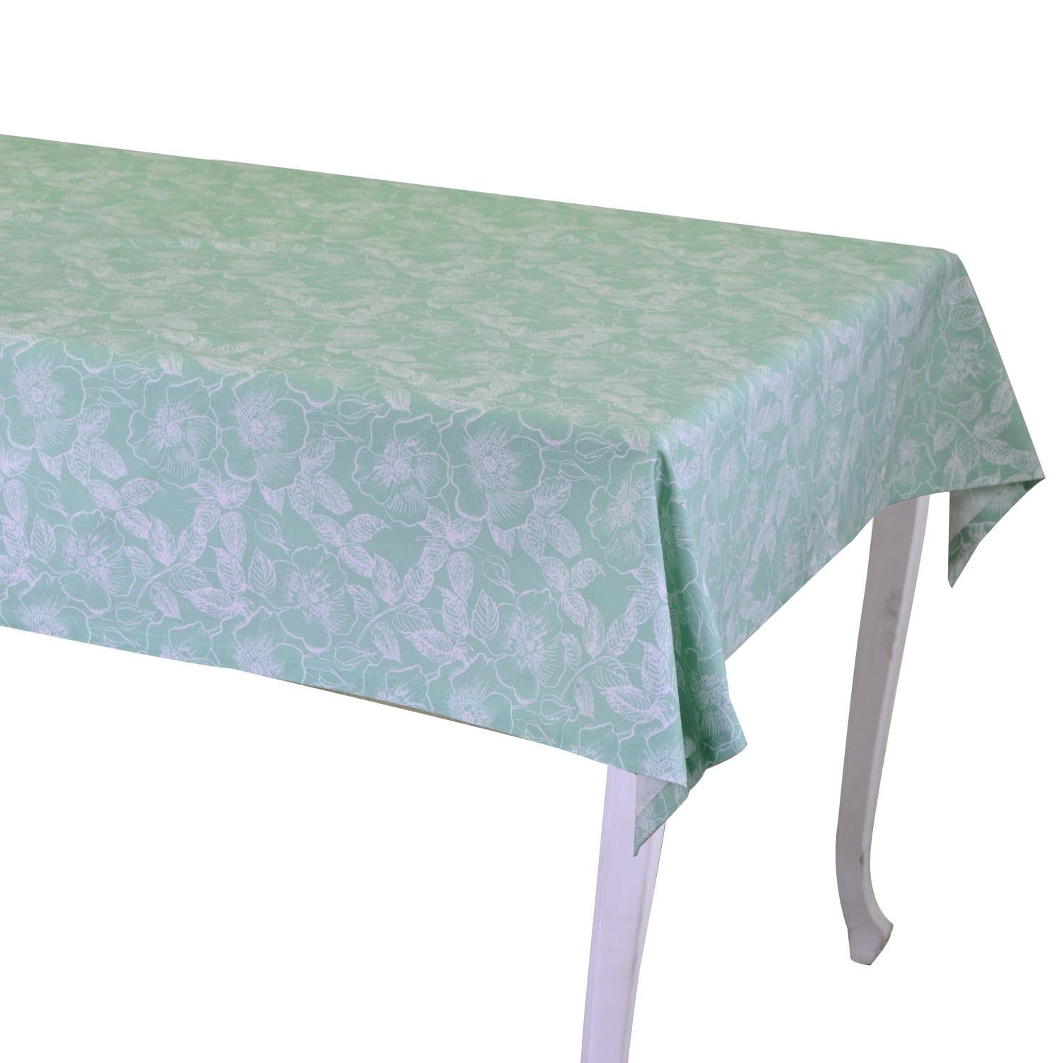 Tovaglia Rettangolare 140x180 cm in Cotone 180 GSM Tessuto Wild Rose Verde Acqua