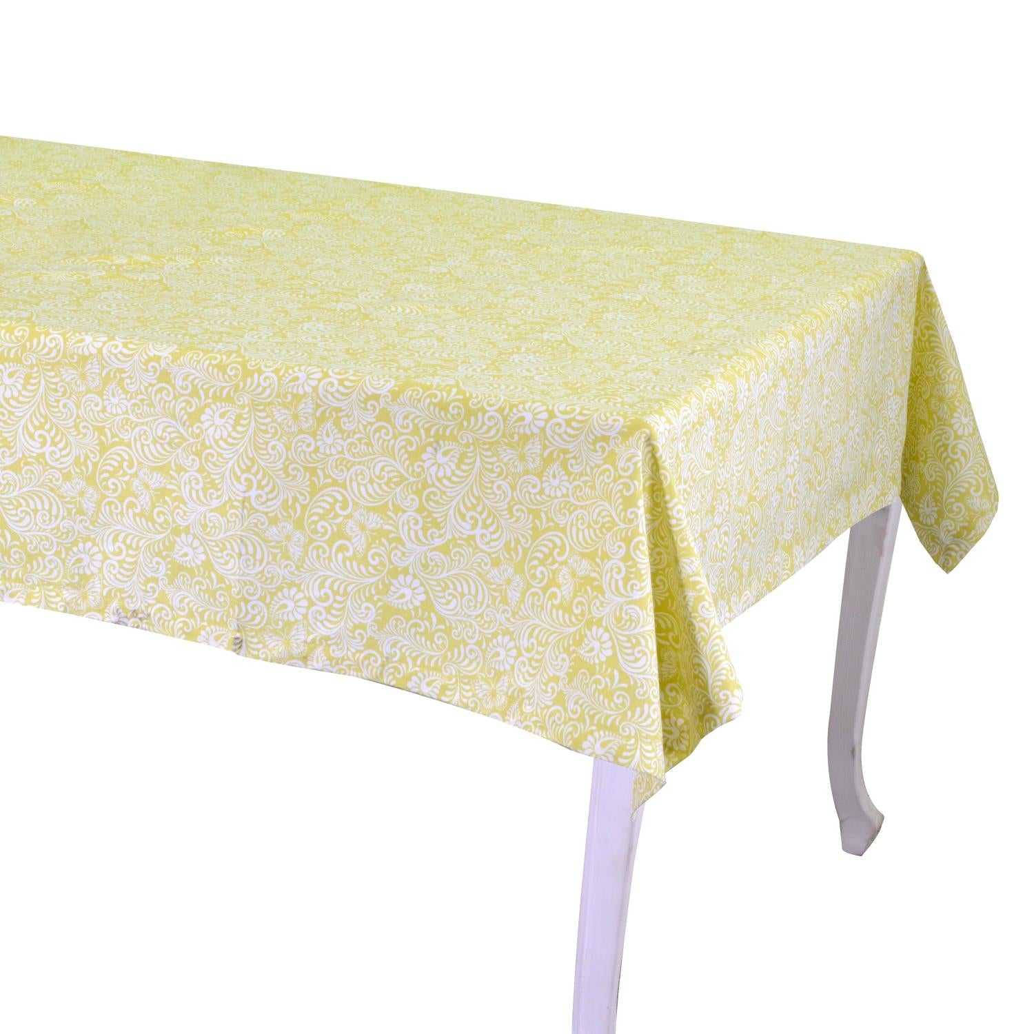 Tovaglia Rettangolare 140x240 cm in Cotone 180 GSM Flora Jaquard Lime