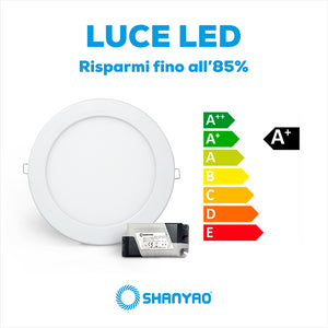 Pannello led incasso Tondo 12W Equivalenti 48W Install 6400K Luce Bianca Fredda 1.068Lumen Illuminazione interna