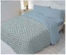 Completo letto cotone 2 piazze atelier stampa rotativa blu riviera