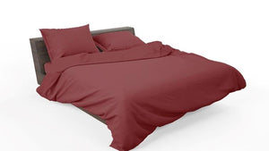 Completo letto cotone 2 piazze tinta inpezza bordeaux