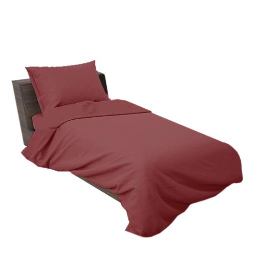 Completo letto cotone 1 piazza tinta inpezza bordeaux