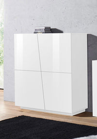 Credenza 4 Ante push-to-open 120x43x126 cm Vega Bianco Lucido