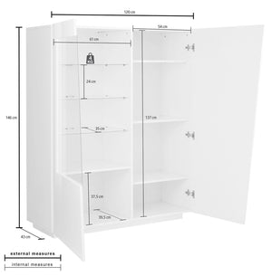 Vetrina 2 Ante 120x43x146 cn Vega Grigio Ardesia