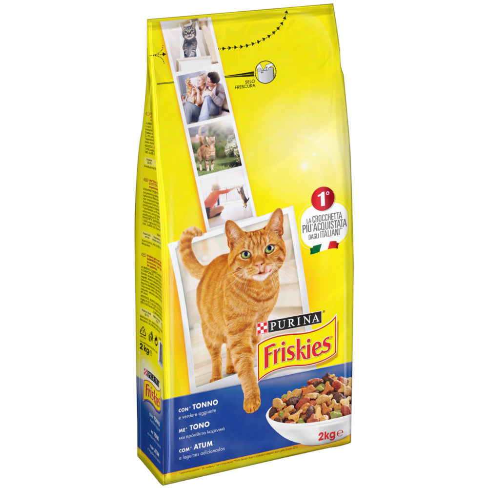 Friskies purina croccantini per gatti adulti con tonno e verdure confezione da 2kg