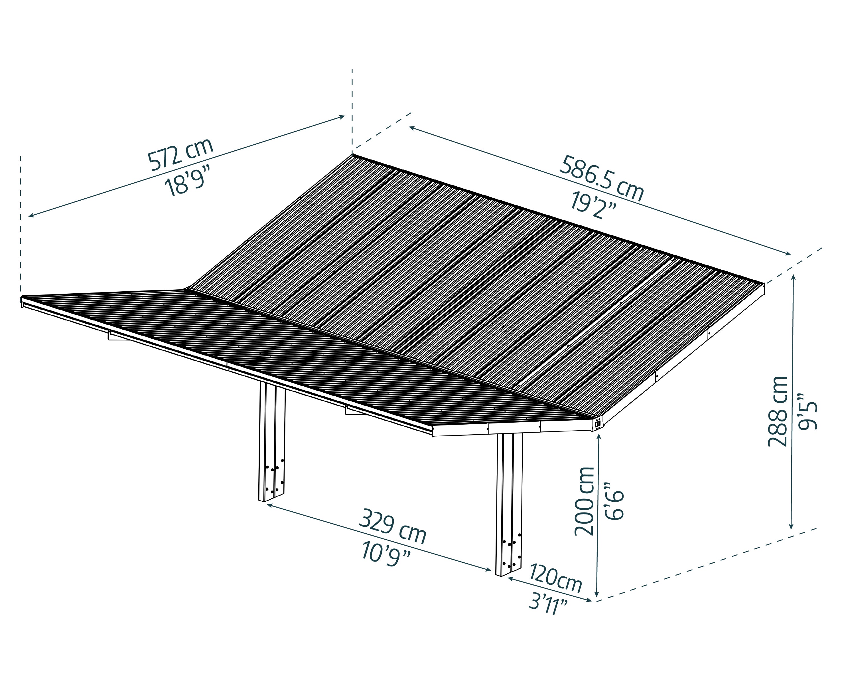 Carport doppio Sydney 6X6 Ali nere