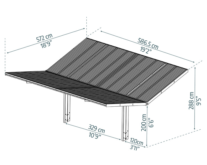 Carport doppio Sydney 6X6 Ali nere