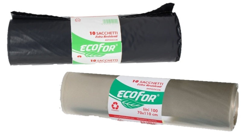 SACCHI SPAZZATURA 70X110 NERI RT 10PZ 40MY EXTRA STRONG confezione da ROTOLI 25