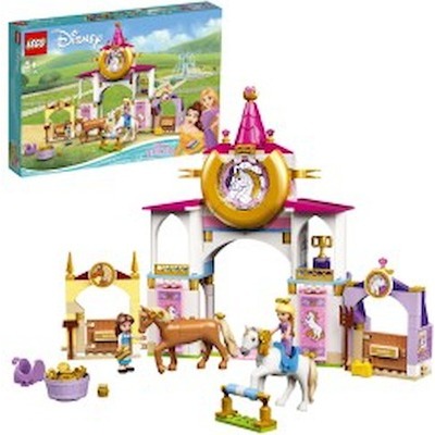 Lego disney princess 43195 le scuderie reali di belle e rapunzel, set da costruzione con cavallo giocattolo e mini bamboline - 43195A