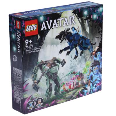 Lego avatar 75571 neytiri e thanator vs. quaritch con tuta amp, modellini da costruire di animale e mech, giochi per bambini