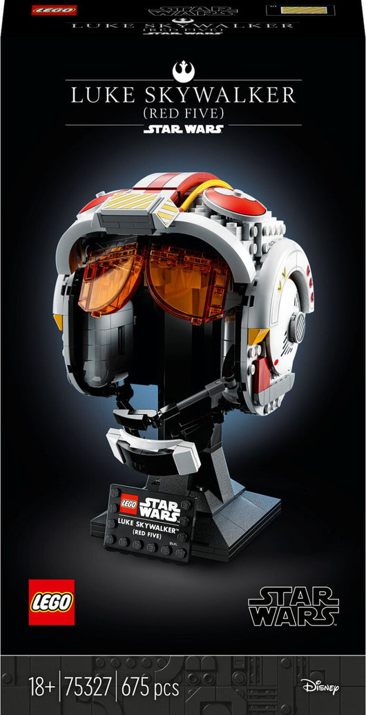 Lego star wars 75327 casco di luke skywalker (red five), elmo da collezione, regalo per adulti da esposizione guerre stellari