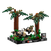 Lego 75353 star wars diorama inseguimento con lo speeder su endor con luke skywalker, principessa leia e scout trooper