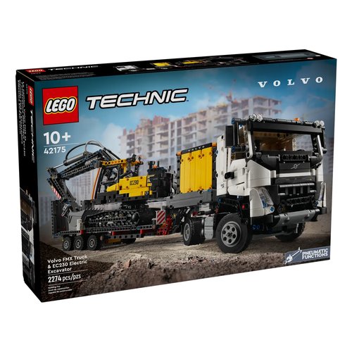 Autocarro volvo fmx ed escavatore elettrico ec230 lego 42175 technic