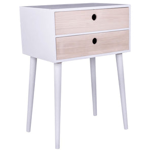 House Nordic Comodino Annelies Bianco e Naturale 444275