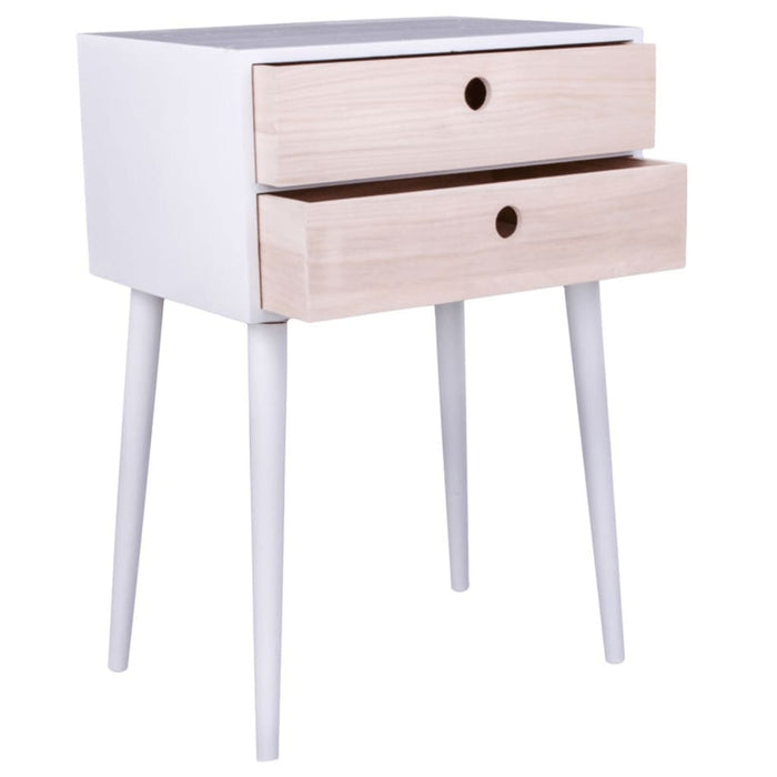 House Nordic Comodino Annelies Bianco e Naturale 444275