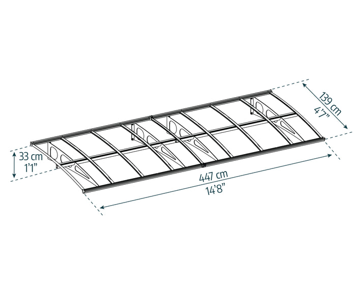 Canopia Bordeaux Pensilina Da Esterno  447X140 cm Trasparente