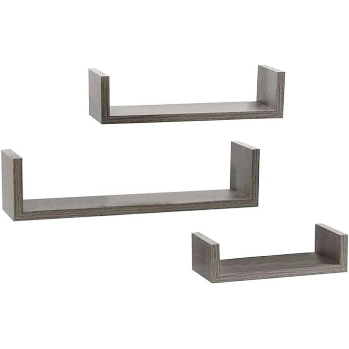 Set 3 Mensole da Parete Moderne Design con Bordi Mensola Scaffale Legno Olmo