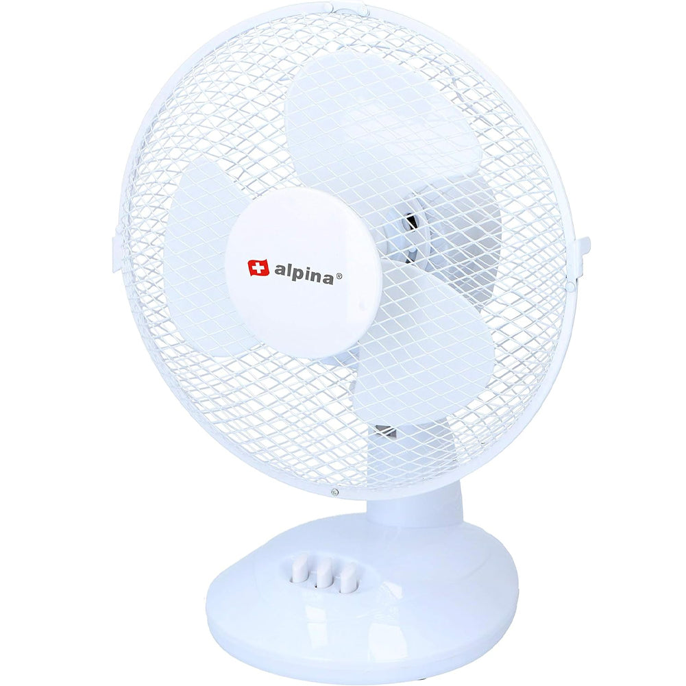 Ventilatore da Tavolo Pale 23 cm Salvaspazio 20 W 2 Velocità e Funzione Girevole Alpina