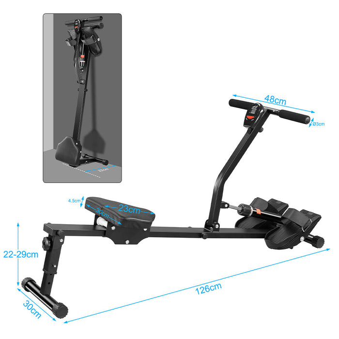 Vogatore Pieghevole per Casa con 12 Livelli Resistenza Display LCD Portata 120kg