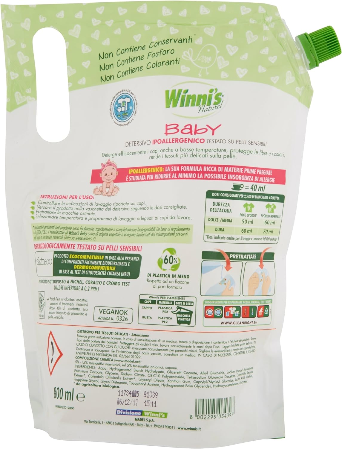 4 x 800 ml Winni's Naturel Detergente Lavatrice Baby Promo Pack