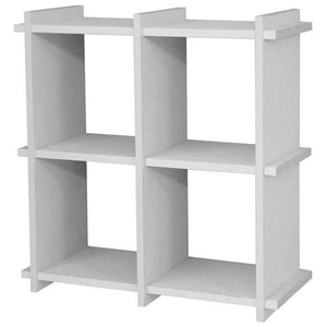 Scaffale Bacheca Libreria Mensole in Legno Bianco Multiuso a Parete 4 ripiani