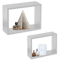 Set 2 Mensole a Muro Moduli da Parete Pensili Rettangolari in Legno Bianco 40 cm