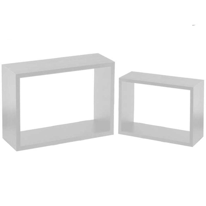 Set 2 Mensole a Muro Moduli da Parete Pensili Rettangolari in Legno Bianco 40 cm