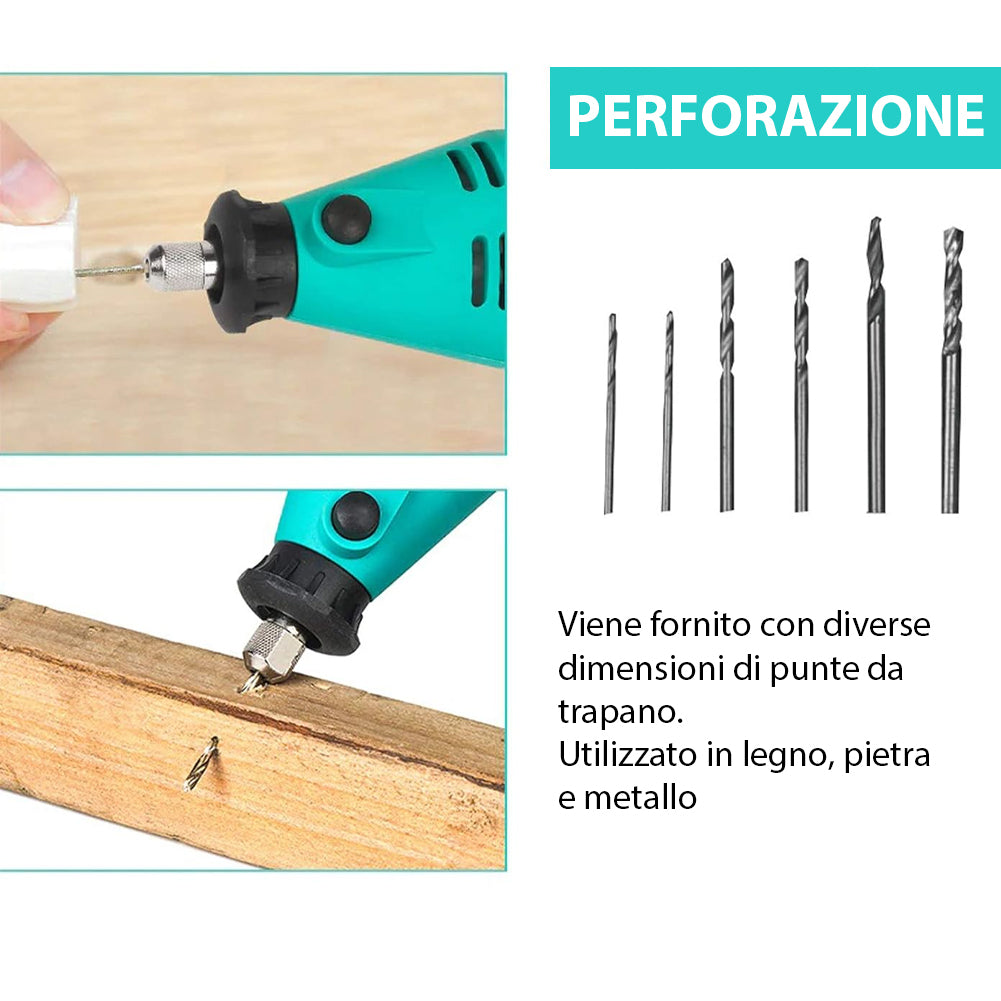 Mini smerigliatrice Elettrica Fresa Drill in Valigetta Strumento Rotativo 130W