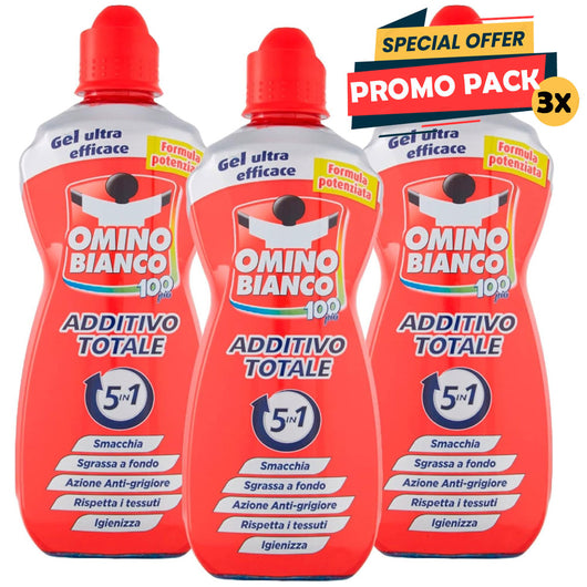 Omino Bianco Additivo Totale Gel 5 Azioni in 1 per Bucato Smacchiante 3 x 900 ml