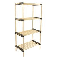 Scaffale Modulare Multiuso Bagno Mensole 4 ripiani Bambù Salvaspazio 48x28x93cm