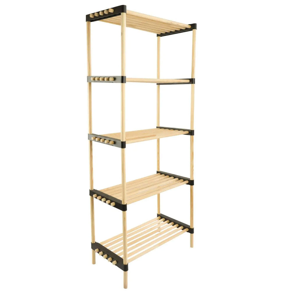 Scaffale Modulare Multiuso Bagno Mensole 5 ripiani Bambù Salvaspazio 28x49x127cm