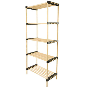 Scaffale Modulare Multiuso Bagno Mensole 5 ripiani Bambù Salvaspazio 28x49x127cm