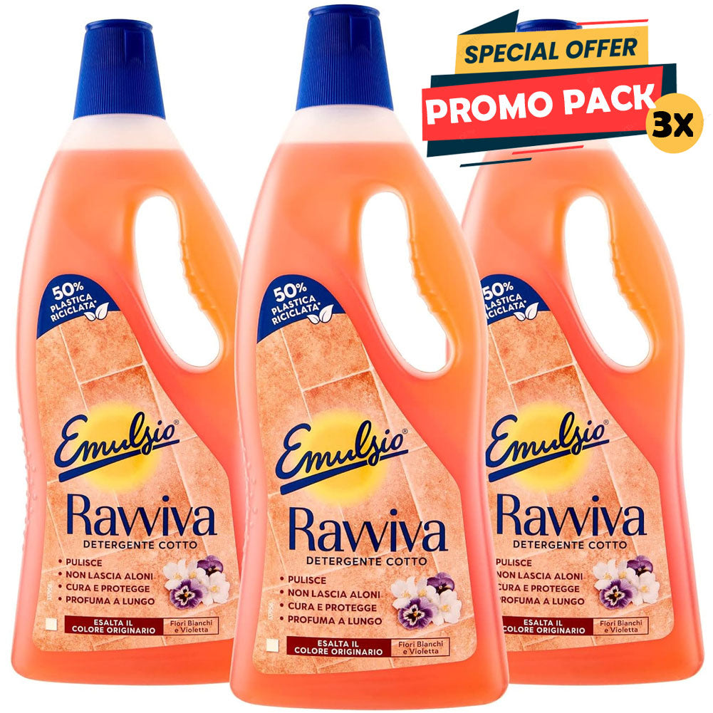 Emulsio Ravviva Cotto Detergente Pavimenti per Cotto Tradizionale 3 x 750 ml