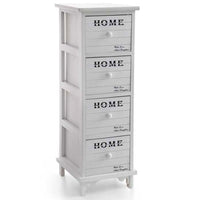 Cassettiera Mobile Mobiletto Salvaspazio 4 Cassetti Slim Decoro Bianco Home Decor