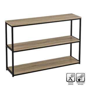 Scaffale a 3 Ripiani Libreria Ingresso in Metallo e Legno 120x30x80H cm