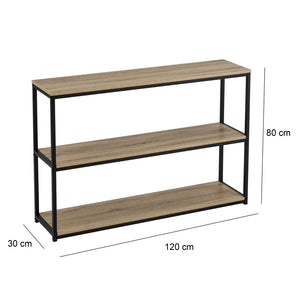 Scaffale a 3 Ripiani Libreria Ingresso in Metallo e Legno 120x30x80H cm